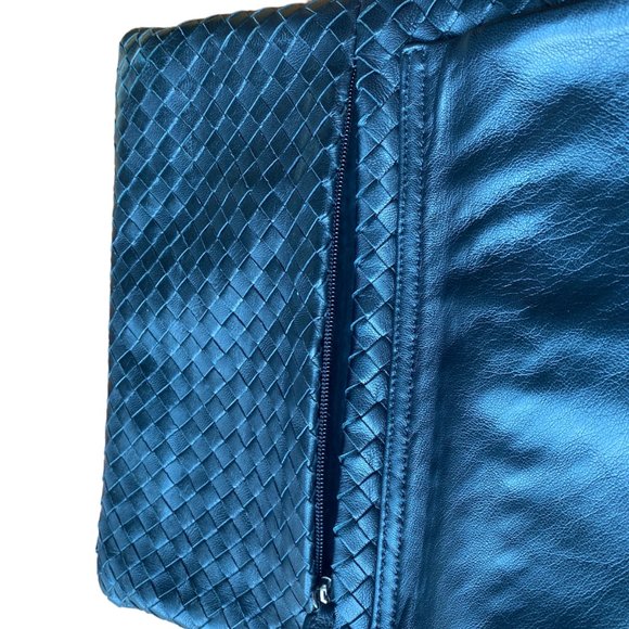 Timmy Woods Beverly Hills Woven Buttery Soft Leather Messenger Crossbody Handbag - Picture 12 of 16